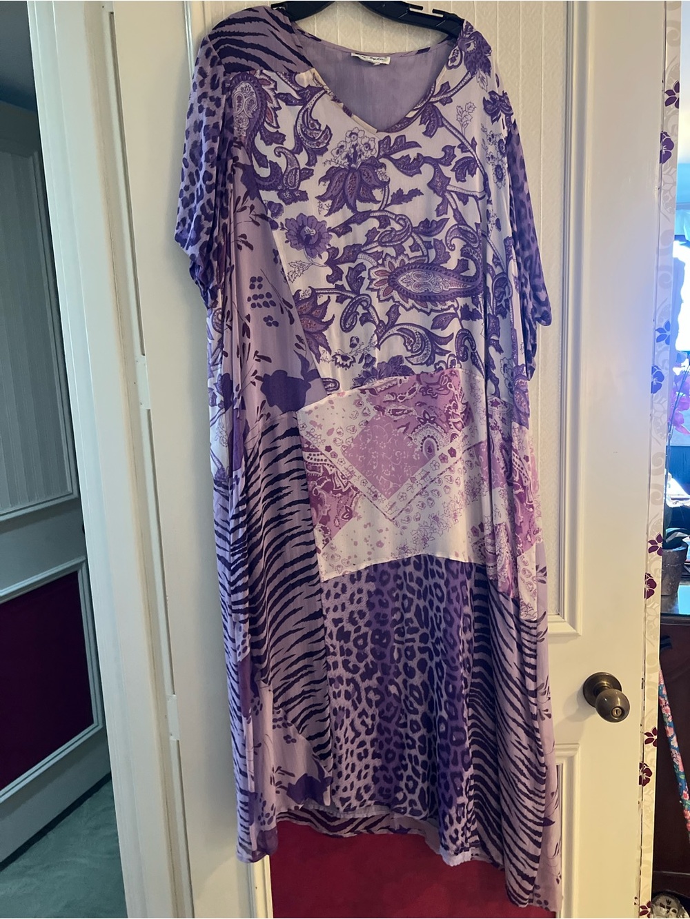 Ulla Popken Lavender Paisley & Animal Print Maxi Dress